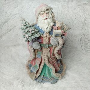 Pastel Pink Blue Green Vintage Old-World Charm Colorful Christmas Santa Figurine
